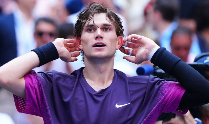 Draper celebrates his quarter-final win at Flushing Meadows. Pic: Rex Features