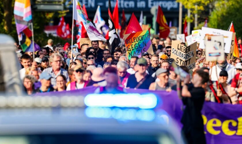 Demonstranten stören mit Taschenalarmen AfD-Bürgerdialog