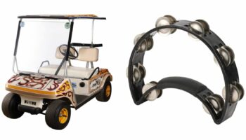 Noel Gallagher's golf buggy and Liam Gallagher's tambourine