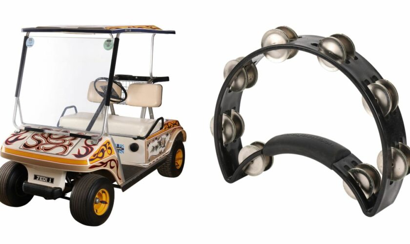 Noel Gallagher's golf buggy and Liam Gallagher's tambourine