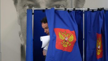 A polling station in St. Petersburg, Russia. Pic: AP