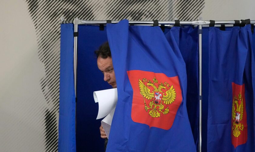 A polling station in St. Petersburg, Russia. Pic: AP