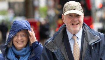 Alan Bates and his wife Suzanne Sercombe in April. Pic: PA