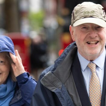 Alan Bates and his wife Suzanne Sercombe in April. Pic: PA