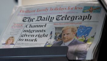 Copies of The Daily Telegraph displayed in a supermarket in London, 20 January 2024. Pic: REUTERS/Belinda Jiao