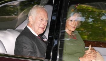 King Charles III and Queen Camilla arrive at Crathie Kirk, near Balmoral. Pic: PA