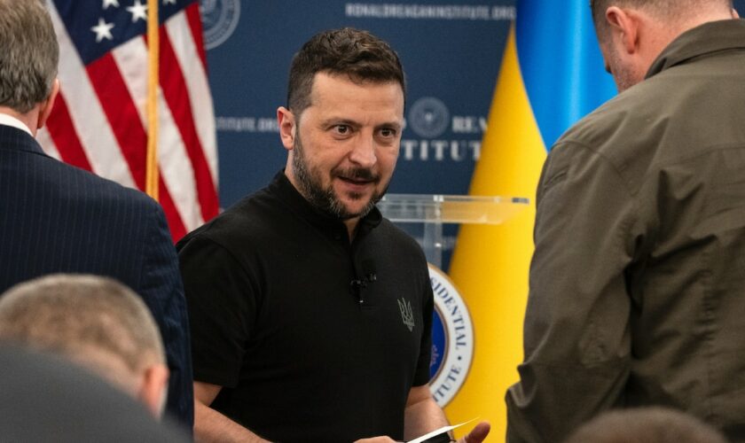 Le président ukrainien Volodymyr Zelensky avant un discours devant l'Institut Ronald Reagan à Washington en marge d'un sommet de l'Otan, le 9 juillet 2024