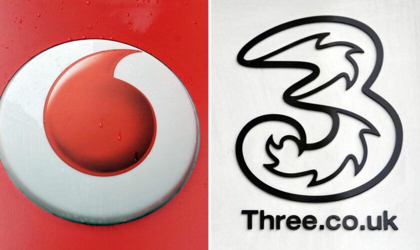 Vodafone and three signs