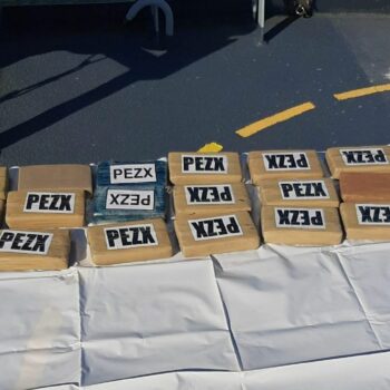 Approximately one tonne of cocaine was seized from the ship. Pic: PA