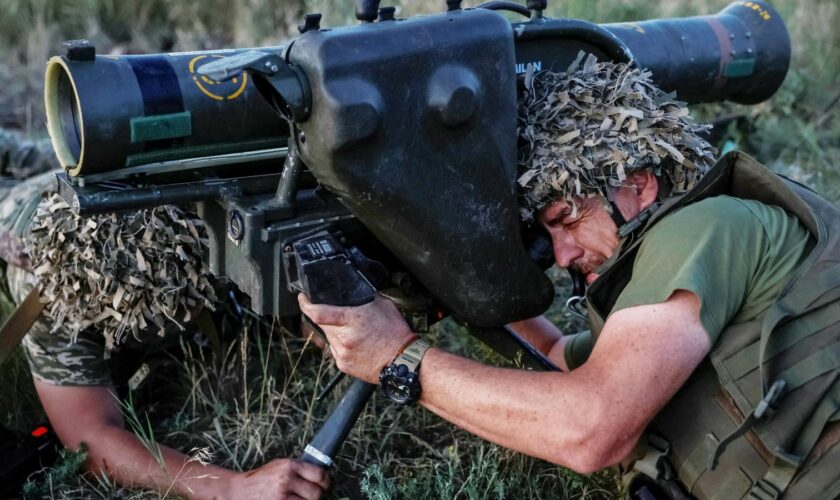 Ukrainian service members of the 33rd Separate Mechanised Brigade practice firing an anti-tank guided missile weapon system MILAN as they attend a military drill near a frontline, amid Russia's attack on Ukraine, in Donetsk region, Ukraine June 13, 2024. REUTERS/Alina Smutko