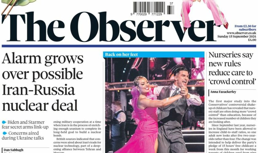 The Observer's latest front page