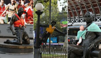 À Londres, ces hommes luttent pour un meilleur congé paternité en accrochant des porte-bébés sur les statues