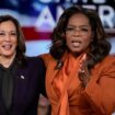 Democratic presidential nominee Vice President Kamala Harris joins Oprah Winfrey at Oprah's Unite for America Live Streaming event Thursday, Sept. 19, 2024 in Farmington Hills, Mich. (AP Photo/Paul Sancya)