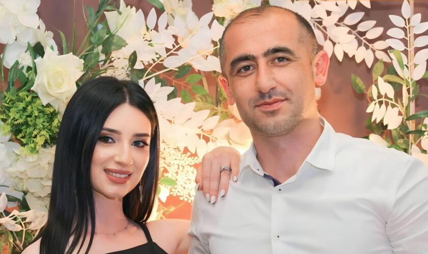 Hasmik Arzanyan (left) fled Nagorno-Karabakh while her husband Armen (right) stayed behind