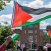 Une manifestations d'étudiants propalestiniens à l'université George Washington, à Washington DC, le 1er mai 2024