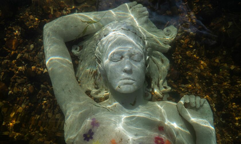 The Alluvia on the bed of the river Stour near the Westgate bridge in Canterbury, Kent. Pic: Jason deCaires Taylor