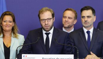 Antoine Armand, nouveau ministre de l'Economie et de l'Industrie, lors de la passation de pouvoirs à Paris le 22 septembre 2024