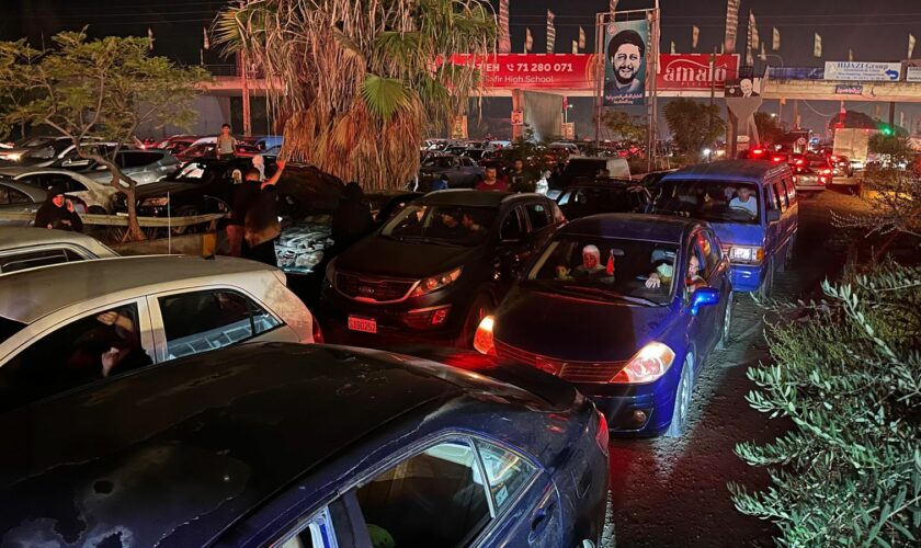 Gridlocked streets in Ghaziyeh