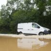 A van in flood water on Hardwater Road near Wellingborough. Pic: PA