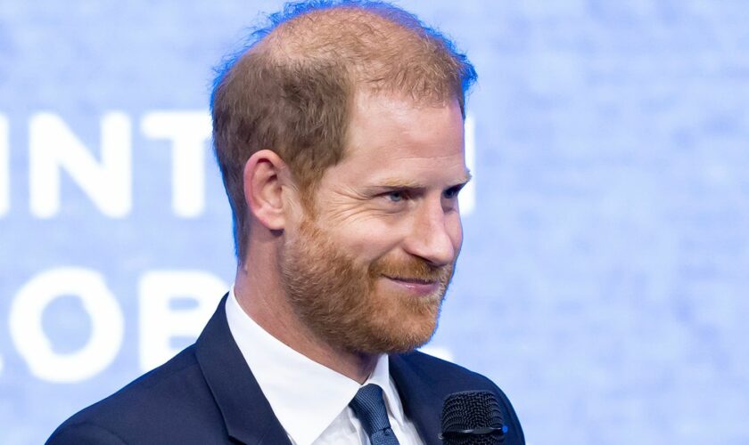 Prince Harry speaking at the event in New York. Pic: AP