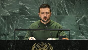 Le président ukrainien Volodymyr Zelensky parle lors du "Sommet de l'avenir" au siège des Nations unies, à New York, le 23 septembre 2024