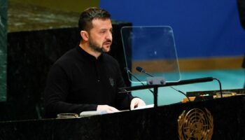 President Zelenskyy addresses the UN General Assembly. Pic: Reuter