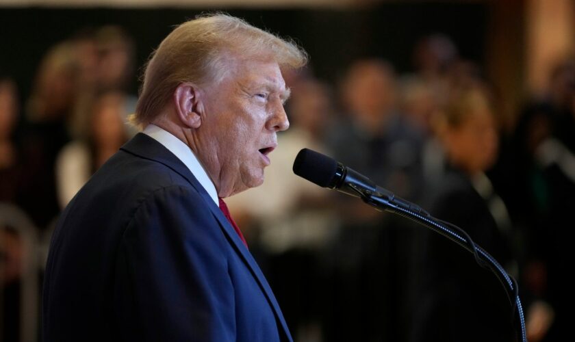 Republican presidential nominee former President Donald Trump speaks at Trump Tower in New York, Thursday, Sept. 26, 2024. Pic: AP