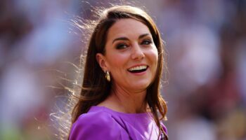 The Princess of Wales during the trophy presentation for the Gentlemen's Singles final on day fourteen of the 2024 Wimbledon Championships at the All England Lawn Tennis and Croquet Club, London. Picture date: Sunday July 14, 2024.