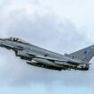 An RAF Typhoon jet takes off on a training exercise at Amari Airbase in Estonia. Here a squadron of RAF Eurofighter Typhoon jets are deployed for Operation Azotize, Nato's Baltic air policing mission to police the airspace over Nato's eastern border. Picture date: Wednesday July 26, 2023.