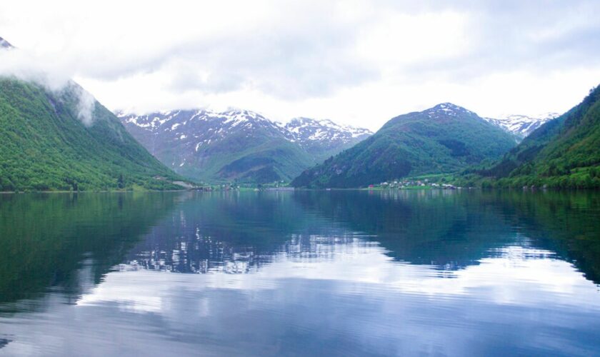 Scandinavian Mountains, seaside, sea, fjord in Steinsvik in the Volda municipality, More og Romsdal Region, Norway on May 27, 2022. Photo/Libor Sojka (CTK via AP Images)