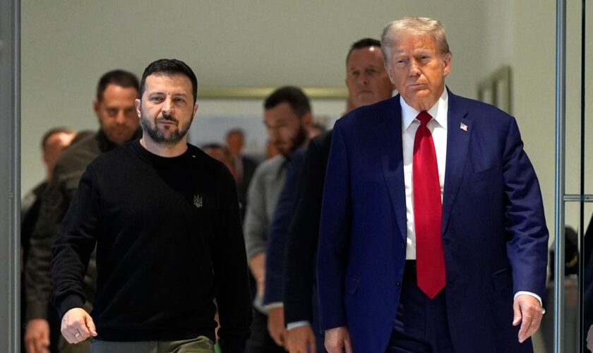 Trump repeats bizarre claim that he could end Russia-Ukraine war as he meets with Zelensky