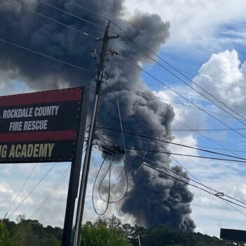 Roads shut and residents evacuated as chemical plant fire sends huge plume of smoke into the sky