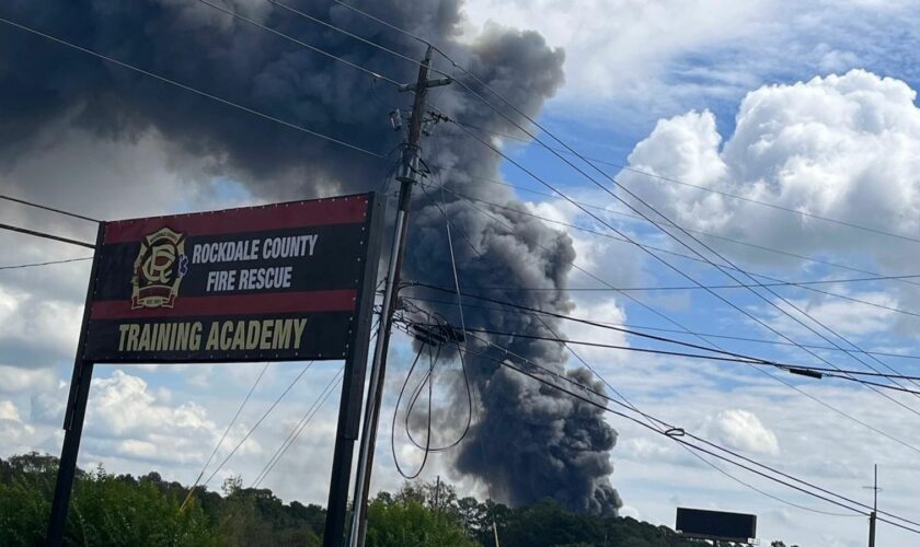 Roads shut and residents evacuated as chemical plant fire sends huge plume of smoke into the sky