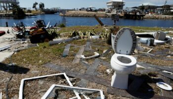 Debris lies where homes were destroyed after Hurricane Helene passed through the Florida panhandle, severely impacting the community in Keaton Beach, Florida, U.S., September 29, 2024. REUTERS/Octavio Jones