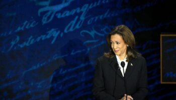 La vice-présidente des Etats-Unis et candidate démocrate pour l'élection présidentielle américaine Kamala Harris, lors d'un débat télévisé avec le candidat républicain Donald Trump le 10 septembre 2024 à Philadelphie (Pennsylvanie)