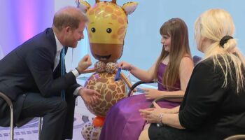 Duke of Sussex with Scarlett Cripps at the WellChild Awards, grab from pool footage in system