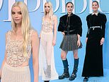 Anya Taylor-Joy flashes her toned abs in crochet cropped top and sheer midi skirt as she joins Natalie Portman and Rosamund Pike at Dior show during Paris Fashion Week