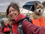 Couple take their pampered pooch on England's longest dog walk as they hike 630 miles and carry their Pomeranian cross Arnie the whole way