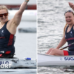 Charlotte Henshaw and Laura Sugar celebrate winning Paralympic gold