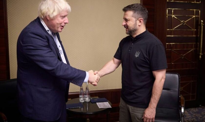 Alte Freunde: Selenskyj hat den britischen Ex-Premier Boris Johnson empfangen (aktuelles Foto). Foto: Uncredited/Ukrainian Presi