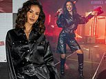 Maya Jama turns up the heat in an all-black leather look posing at Rimmel bash - after stepping out with Mustafa the Poet following Stormzy split