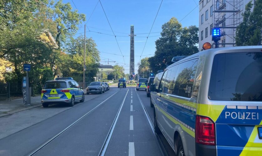 Einsatzfahrzeuge in der Münchener Innenstadt aufgrund eines Großeinsatzes am 05.09.2024