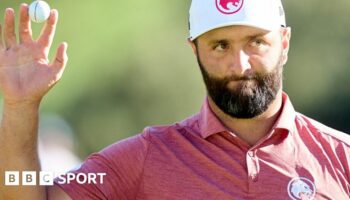 Jon Rahm acknowledges the crowd at the Spanish Open