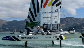 Startet im August 2025 zum ersten Mal in Deutschland: Die SailGP-Serie mit dem deutschen Fahrer Erik Heil. Foto: Ricardo Pinto F