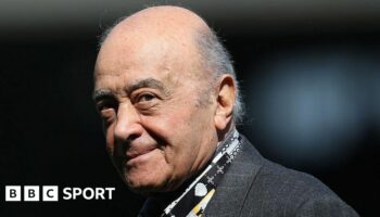 Mohamed Al Fayed on the pitch at Fulham