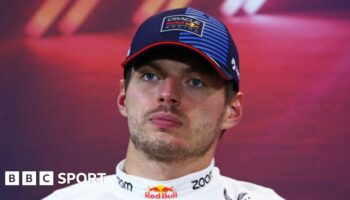 Max Verstappen pictured at a Singapore Grand Prix news conference