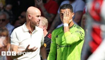 Manchester United manager Erik ten Hag and Cristiano Ronaldo