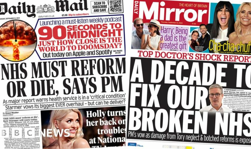 The Papers: 'Biggest NHS reform' coming after 'damning' report