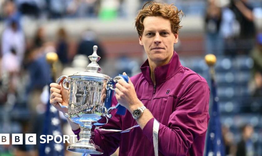 Jannik Sinner with the US Open trophy