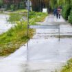 Ein Ufer der Inn in Passau ist überschwemmt. Foto: Armin Weigel/dpa